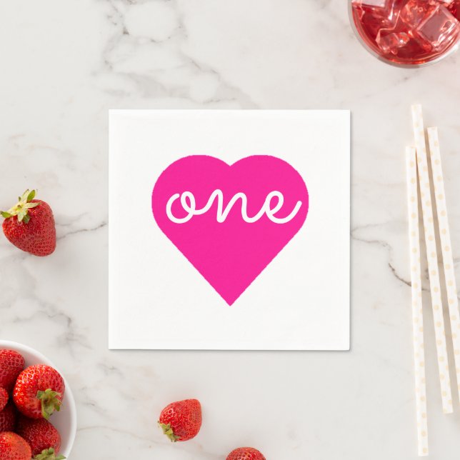 Hjärta 1:a födelsedag pappersservett (Insitu)