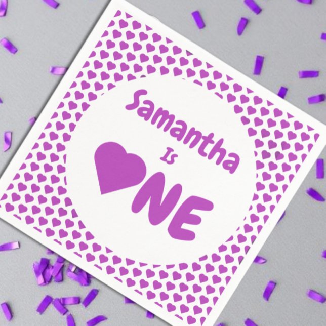 Hjärta 1:a födelsedag pappersservett (Skapare uppladdad)