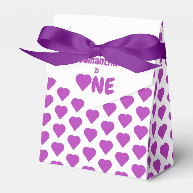 Hjärta 1:a födelsedag presentaskar (Framsidan Sidan)