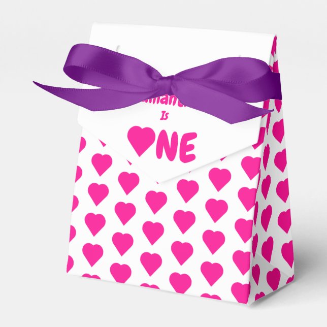 Hjärta 1:a födelsedag presentaskar (Framsidan Sidan)