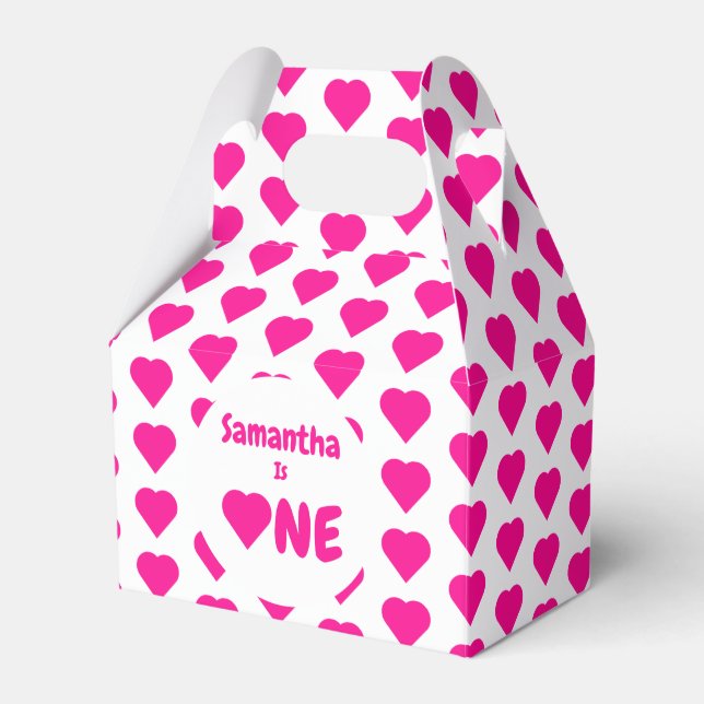 Hjärta 1:a födelsedag presentaskar (Framsidan Sidan)