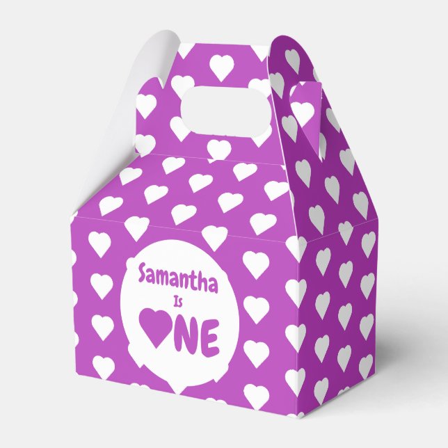 Hjärta 1:a födelsedag presentaskar (Framsidan Sidan)