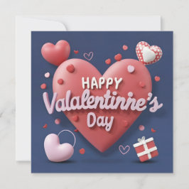 hjärta 3d med text Glad Alla Hjärtans Dag Julkort