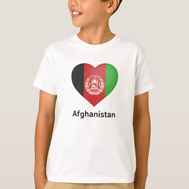 Hjärta - Afghanistan Flagga T Shirt (Framsida)