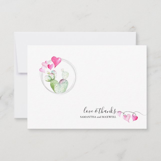 Hjärta Alla hjärtans dag Tack-kort Kaktus Anteckningskort (Framsida)