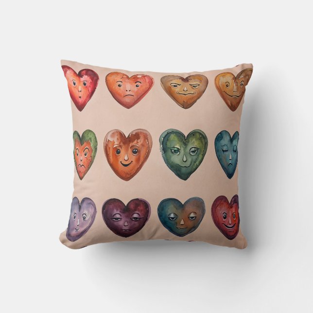 hjärta ansikte cushion kudde (Framsida)