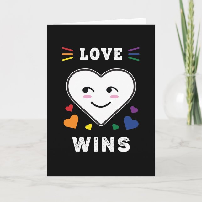 Hjärta Ansikte Kärlek Vinner HBTQ Gay Pride Kort (Framsida)