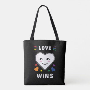Hjärta Ansikte Kärlek Vinner HBTQ Gay Pride Tygkasse