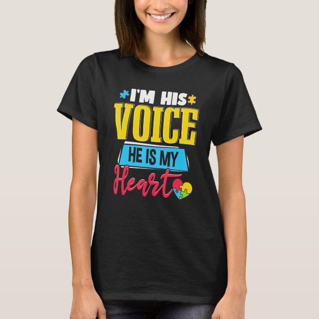 Hjärta Autism Mamma T Shirt (Framsida)