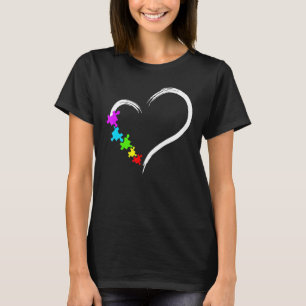 Hjärta Autism Medvetenhet Kärlek Pussel Enkel idé T Shirt