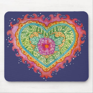 Hjärta av flammar Mousepad Musmatta