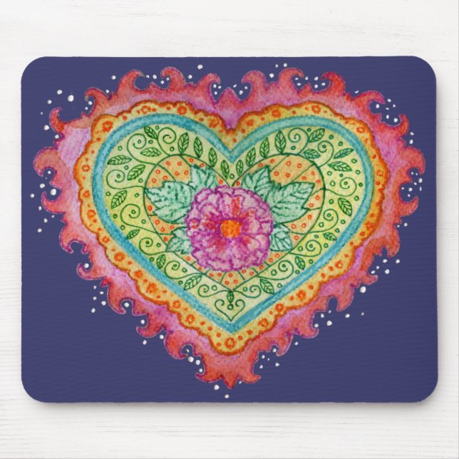 Hjärta av flammar Mousepad Musmatta (Framsidan)