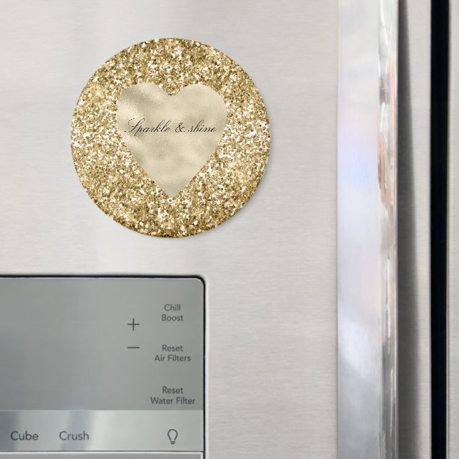 Hjärta av guld Glitter Personlig             Magnet (In Situ (Fridge))