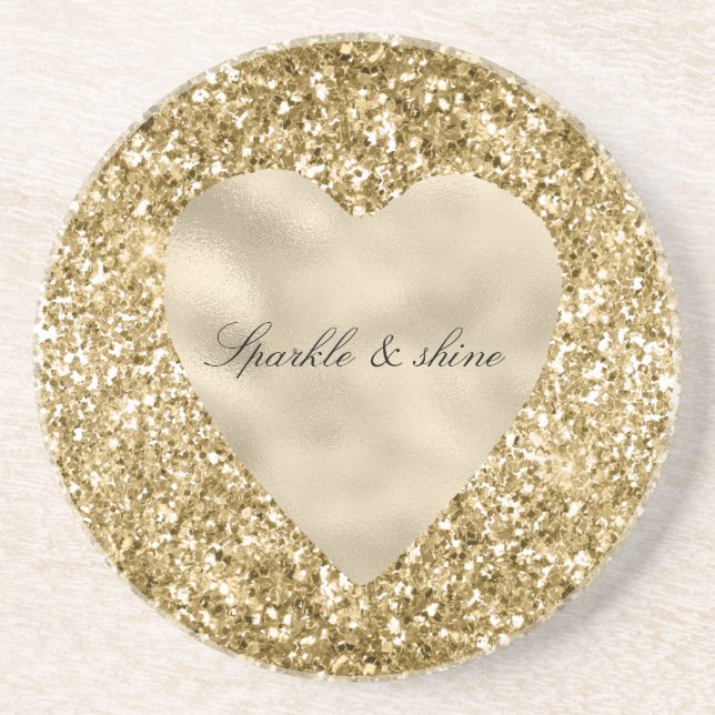 Hjärta av guld Glitter Personlig             Underlägg (Framsidan)