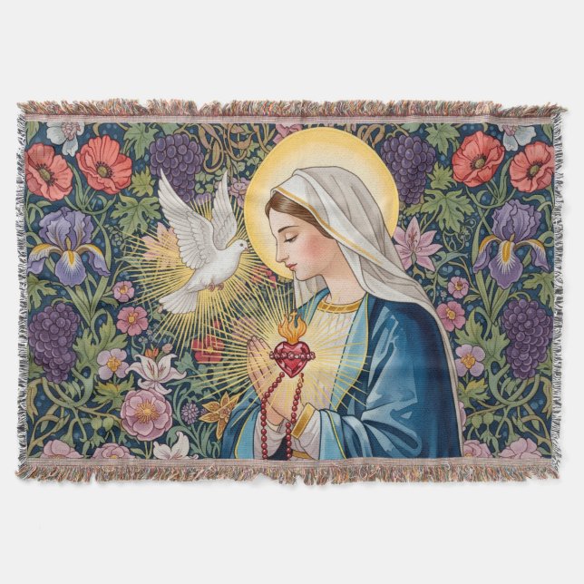 Hjärta av Maria, fromhet, kristen konst Filt (Framsidan)