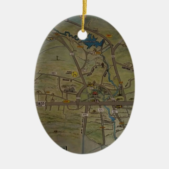 Hjärta av nya Braunfels, Texas Julgransprydnad Keramik (Framsidan)