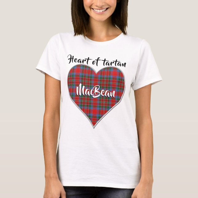 Hjärta av tartan klanen MacBean MacBain Plaid T Shirt (Framsida)