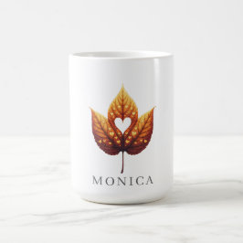 Hjärta blad minimalistisk orange personlig kaffemugg