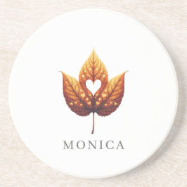 Hjärta blad minimalistisk orange personlig underlägg