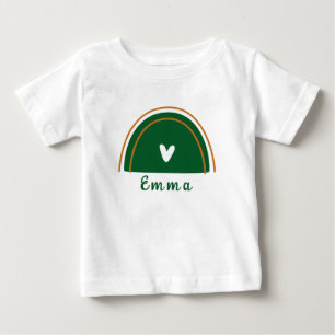 Hjärta Boho Grön Regnbåge med Personligt Namn T Shirt