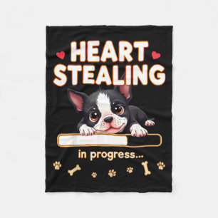 Hjärta Boston Terrier Hund Roligt Present Bostie V Fleecefilt