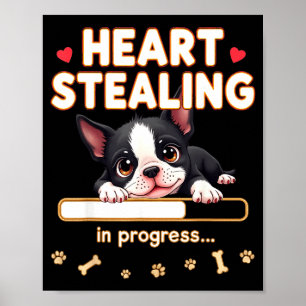 Hjärta Boston Terrier Hund Roligt Present Bostie V Poster