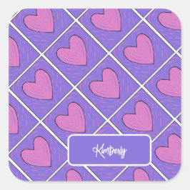 Hjärta Brodery Mönster för Quilt  Fyrkantigt Klistermärke