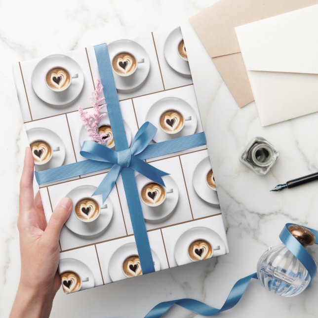 Hjärta Cappuccino Kopp På Vitt Presentpapper (Gifting)