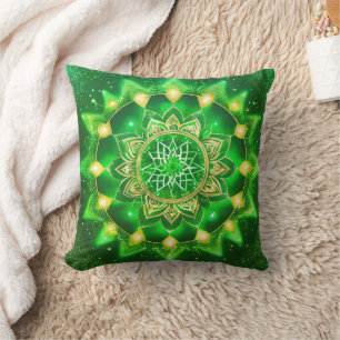 Hjärta Chakra Grön Mandala Kudd Kudde