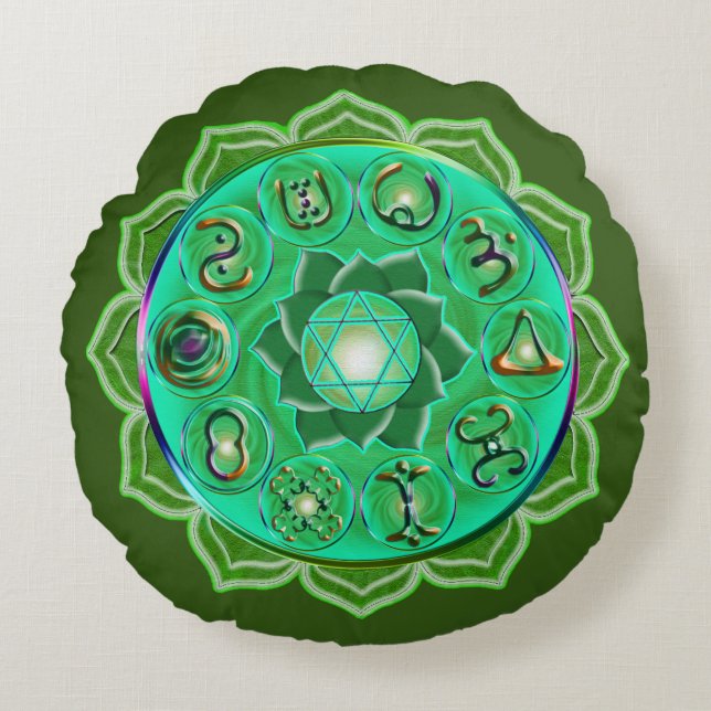 Hjärta Chakra Tote Väska Rund Kudde (Framsidan)
