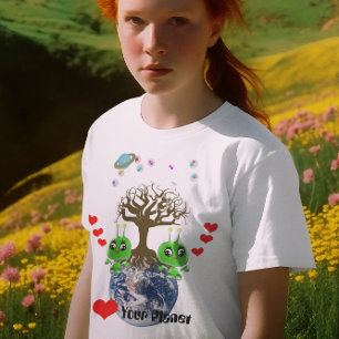 Hjärta din planet! Alien Gel Spädbarn Sign Tee