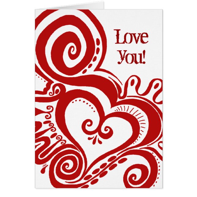 Hjärta driver - rött hälsningskort (Framsidan)