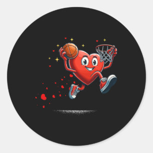 Hjärta Dunking Alla Hjärtans Dag Basketbarn Runt Klistermärke