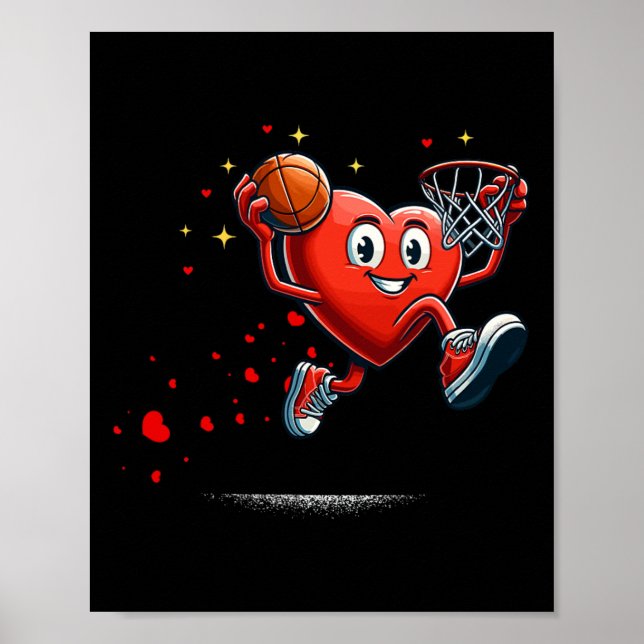Hjärta Dunking Alla hjärtans dag Basketboll Barn  Poster (Framsidan)