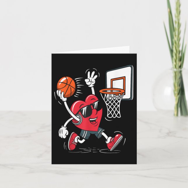 Hjärta Dunking Basket Valentine Dag Pojkar Flickor Kort (Framsida)