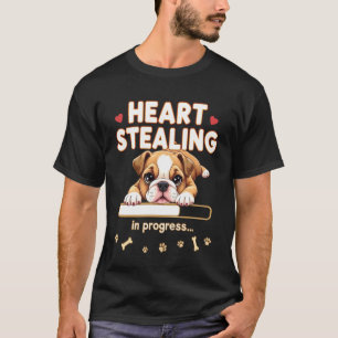 Hjärta Engelsk Bulldog Hund Roligt Present Bulldog T Shirt
