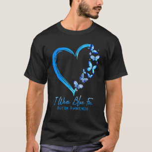 Hjärta Fjäril Autism Jag Bär Blått För Autism Medv T Shirt
