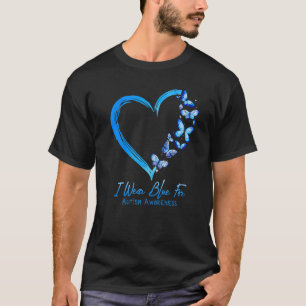 Hjärta Fjäril Autism Jag Bär Blått För Autism Medv T Shirt