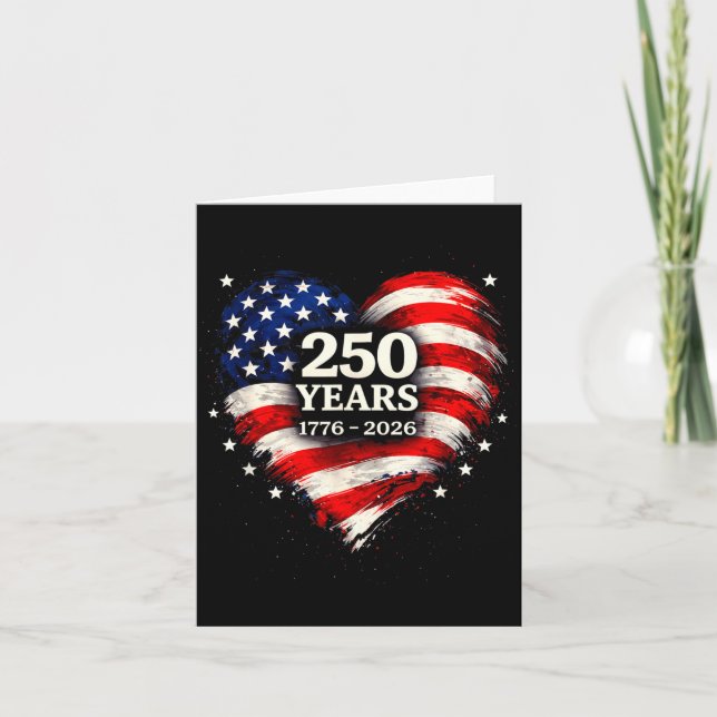 Hjärta Flagga 250 år av frihet Design USA 1776 til Kort (Framsida)