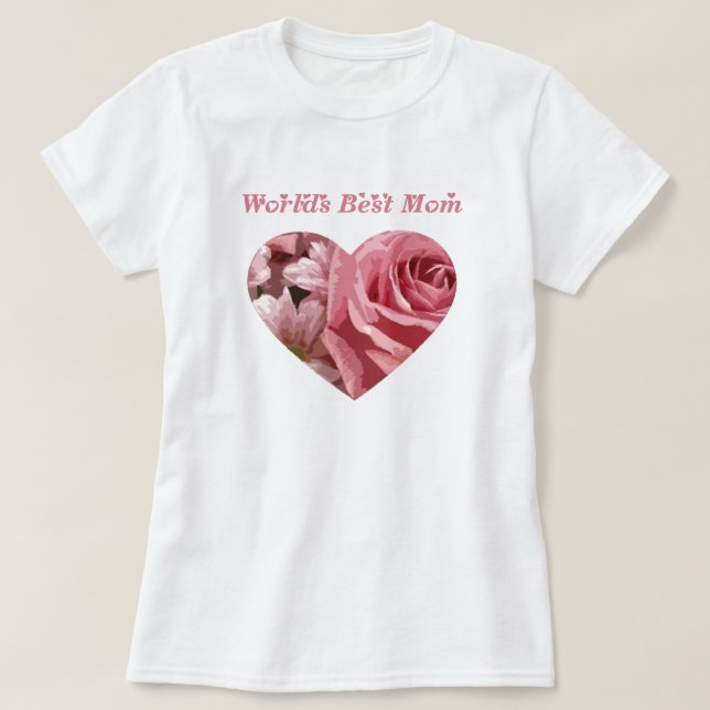 Hjärta för bäst mamma för världar rosa tee shirt (Design framsida)