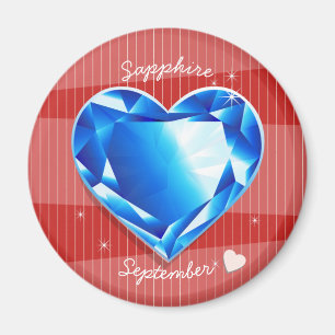 Hjärta för Birthstones September safirblått Magnet