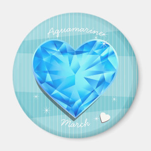 Hjärta för blått för Birthstones marsAquamarin Magnet