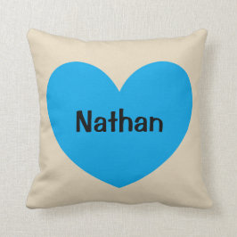 Hjärta för blått för nyfödd bebispojkepersonlig kudde