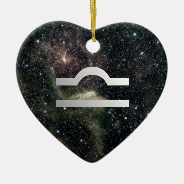 Hjärta för födelsedag för universum för julgransprydnad keramik (Framsidan)