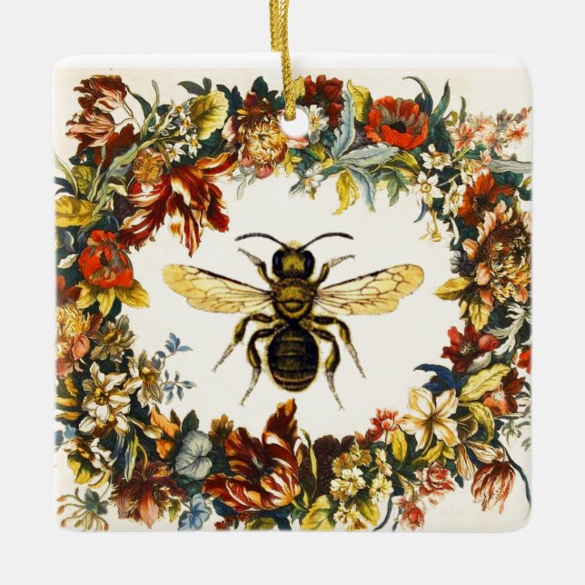 HJÄRTA FÖR FÖR VÅR BLOMMORHONUNGBI/BEEKEEPER JULGRANSPRYDNAD KERAMIK (Framsida)