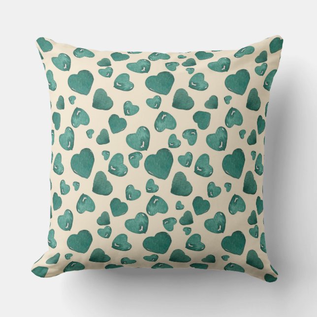 Hjärta för Grönt av vattenfärg på Alla hjärtans da Kudde (Framsida)