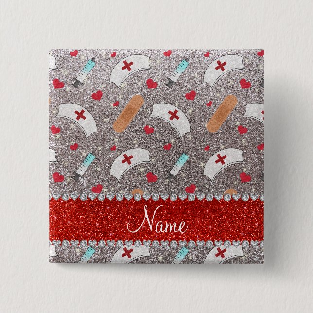 Hjärta för hattar för sjuksköterska för glitter knapp (Framsida)