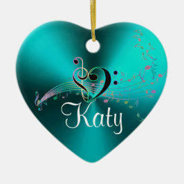 Hjärta för helgdag för personligturkosmusik noter julgransprydnad keramik