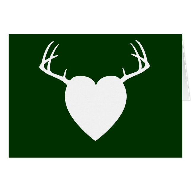 Hjärta för hjortjakthorn på kronhjort hälsningskort (Framsidan Horizontal)