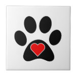 Hjärta för hundtasstryck kakelplatta<br><div class="desc">Denna design för hjärta för hundtasstrycket är en underbar gåvaidé för någon hund älskare.</div>